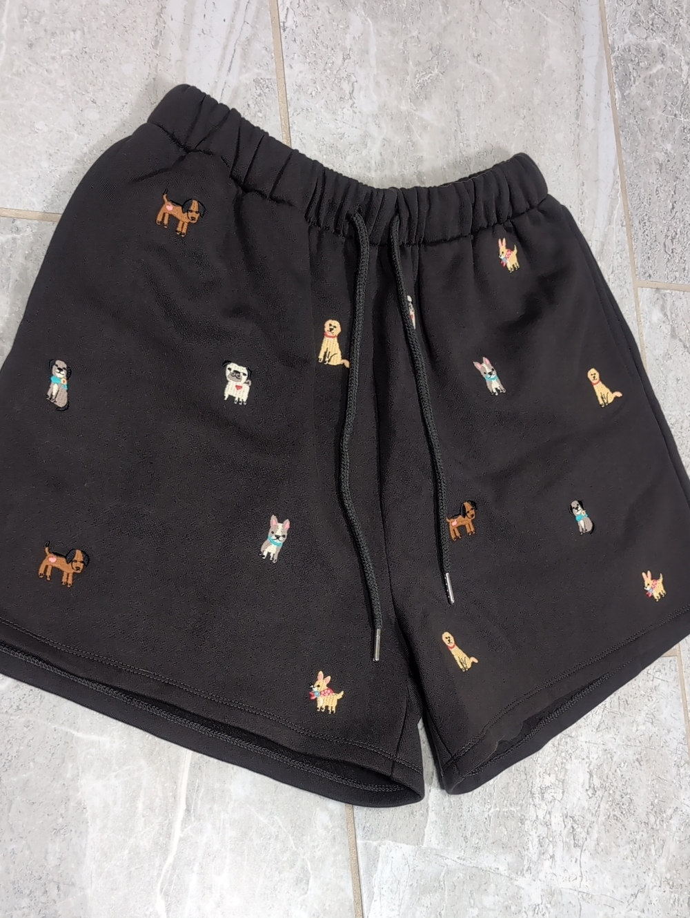 Natural Life Fave Little Things Embroidered Dogs Jogger Shorts NWOT